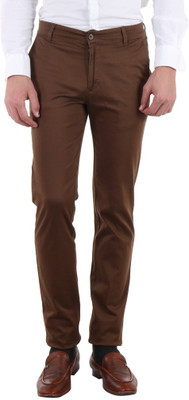 

Routeen Slim Fit Men's Brown Trousers