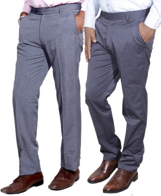 IndiWeaves Regular Fit Men Grey Trousers