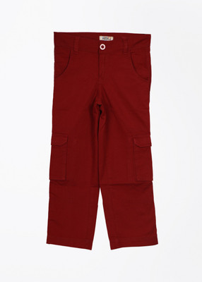 

People Regular Fit Boys Maroon Trousers