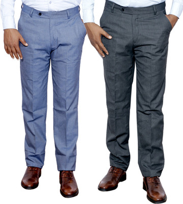 IndiWeaves Regular Fit Men Grey Trousers
