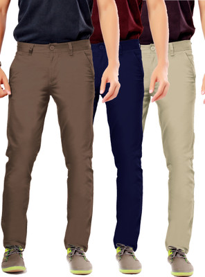 Uber Urban Rocky Slim Fit Men's Brown, Blue, Beige Trousers, Blue;brown;silver