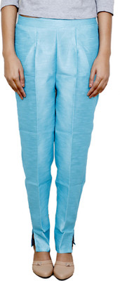 

IndiWeaves Slim Fit Women's Blue Trousers