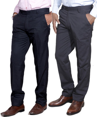 IndiWeaves Regular Fit Men Black Trousers