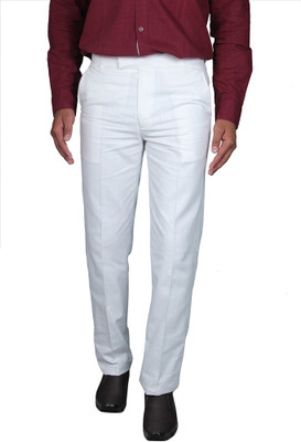 

Routeen Slim Fit Men's Linen White Trousers