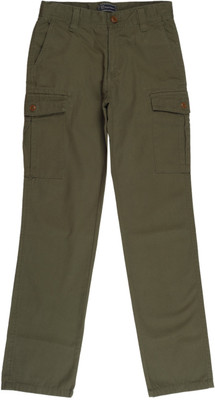 

Indian Terrain Slim Fit Boys Dark Green Trousers, Sap