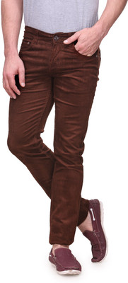 

Fever Premium Lycra Couduroy Slim Fit Men's Brown Trousers, Coffe