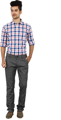 

Carbon Slim Fit Men Grey Trousers
