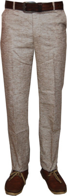 

Le-Meiux Slim Fit Men's Linen Brown Trousers