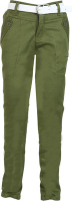 

Awack Slim Fit Boys Green Trousers