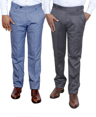 IndiWeaves Regular Fit Men Grey Trousers