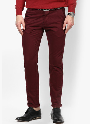 

Jack & Jones Regular Fit Men's Maroon Trousers, Port royale