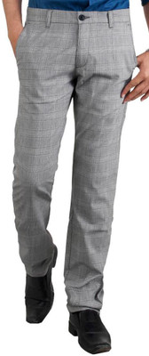 

Thinc Slim Fit Men's Multicolor Trousers, Brown;med grey