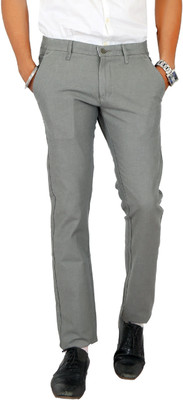 

Base6 Slim Fit Men's Grey Trousers, Lightgrey