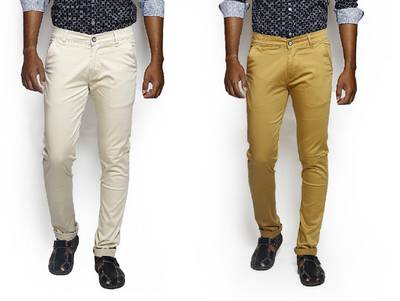 Bdow Fashion Collection Slim Men's Beige, Yellow Jeans