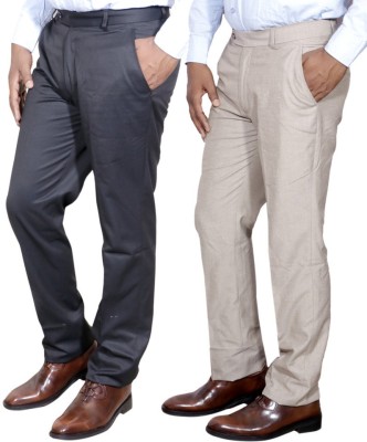 IndiWeaves Regular Fit Men White, Black Trousers