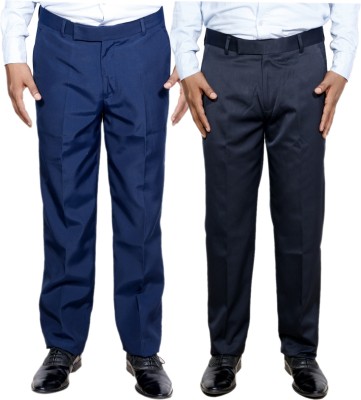 IndiWeaves Regular Fit Men White, Black Trousers