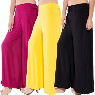 Meandfashion Regular Fit Women Maroon, Black, Yellow Trousers
