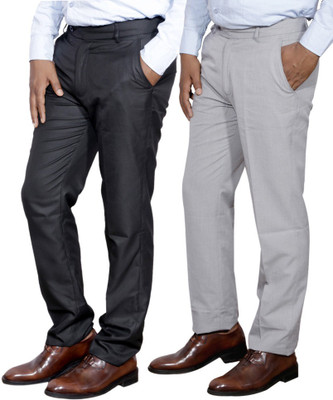 IndiWeaves Regular Fit Men White, Black Trousers