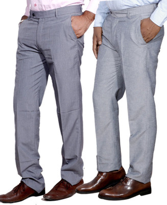 IndiWeaves Regular Fit Men White, Blue Trousers