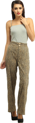 

Cottinfab Slim Fit Women' Brown, Multicolor Trousers