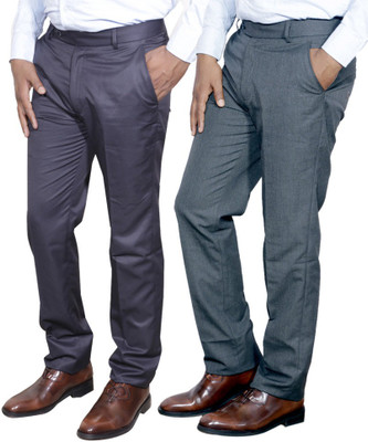 IndiWeaves Regular Fit Men Grey Trousers