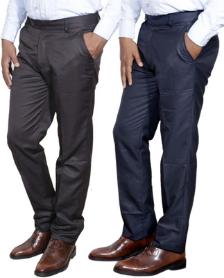 IndiWeaves Regular Fit Men Brown, Black Trousers