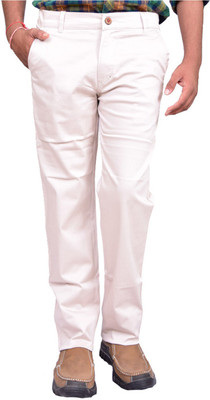 BRITISH TERMINAL Slim Fit Men White Trousers
