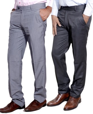 IndiWeaves Regular Fit Men Blue, Black Trousers