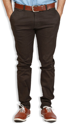 GOSWHIT Slim Fit Men Grey Trousers