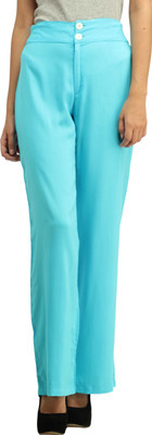 

Cottinfab Slim Fit Women's Blue Trousers, Sky blue