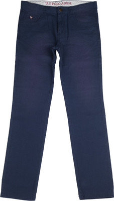 

US Polo Kids Slim Fit Boys Blue Trousers, Dk blue