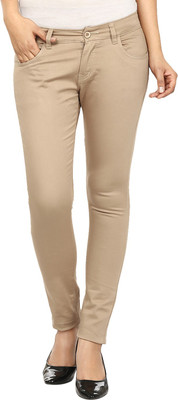 Fashion Cult Slim Fit Women Beige Trousers