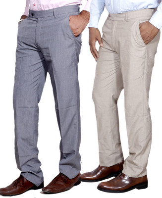 IndiWeaves Regular Fit Men White, Blue Trousers
