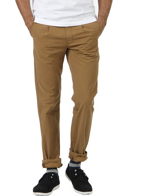 

Indian Terrain Slim Fit Men's Brown Trousers, Tan