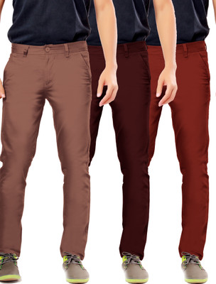 

Uber Urban Slim Fit Men's Brown, Maroon, Red Trousers