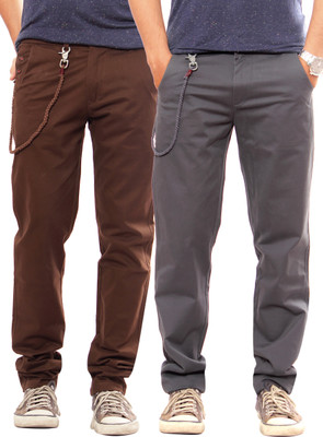 

Uber Urban Slim Fit Men's Brown, Grey Trousers