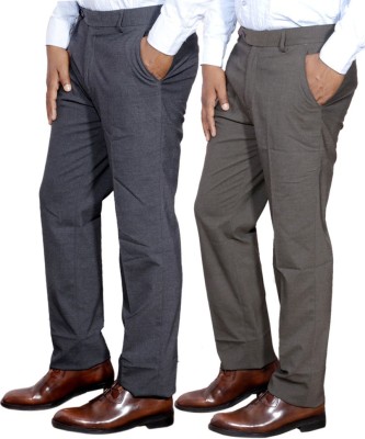 IndiWeaves Regular Fit Men Brown, Black Trousers