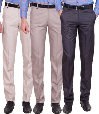 

Tiger Grid Slim Fit Men's Multicolor Trousers, Beige;blue;light grey