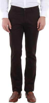 

Routeen Slim Fit Men's Brown Trousers, Coffee