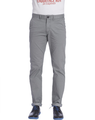 Jack & Jones Slim Fit Men's Grey Trousers, Neutral gray
