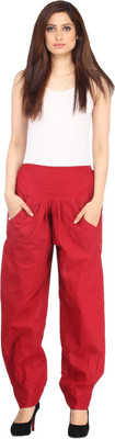 

Ankita Solid Cotton Blend Women Harem Pants, Red