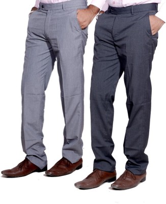 IndiWeaves Regular Fit Men Grey Trousers