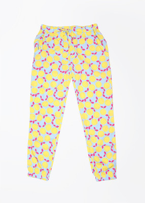 

United Colors of Benetton. Relaxed Girls Linen Light Blue, Yellow, Pink Trousers