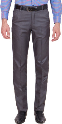 

Tiger Grid Slim Fit Men's Grey Trousers, Dark grey