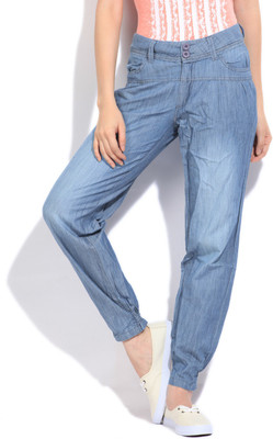 

Flying Machine Regular Fit Women's Blue Trousers, Blue denim