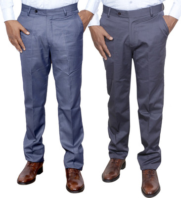 IndiWeaves Regular Fit Men Grey Trousers