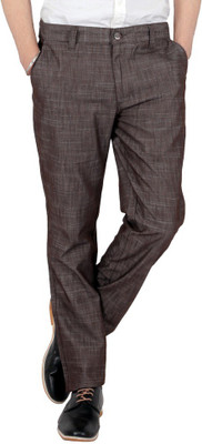 

Wood Slim Fit Men's Linen Brown Trousers