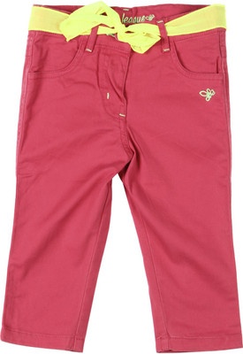

612 League Regular Fit Baby Girls Red Trousers, Dark fuschia