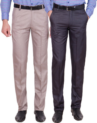 

Tiger Grid Slim Fit Men's Multicolor Trousers, Blue;light grey