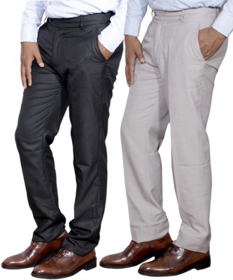 IndiWeaves Regular Fit Men White, Black Trousers